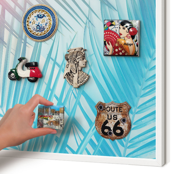 Decorative magnet board with a white frame Tropical elegance