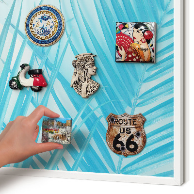 Decorative magnet board with a white frame Tropical elegance