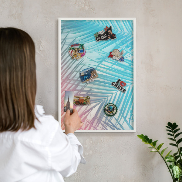 Decorative magnet board with a white frame Tropical elegance