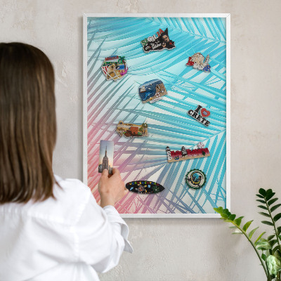 Decorative magnet board with a white frame Tropical elegance