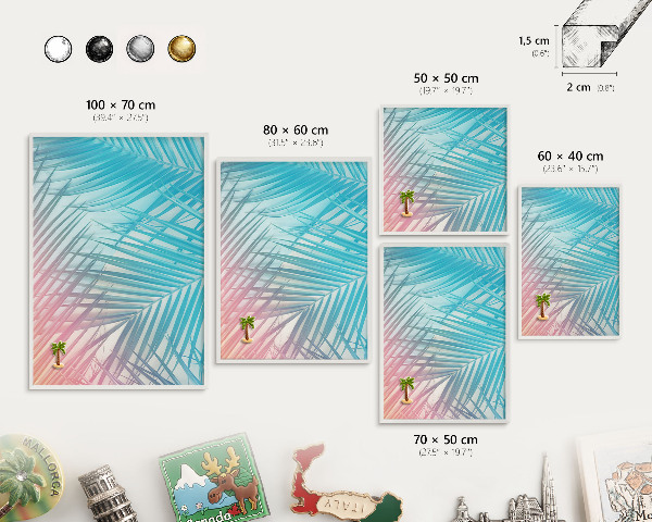 Decorative magnet board with a white frame Tropical elegance