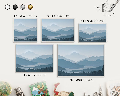 Magnetic board for travel magnets in a white frame Mountain harmony
