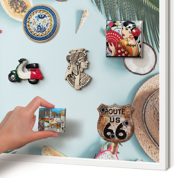 Decorative magnet board with a white frame Tropical vacation
