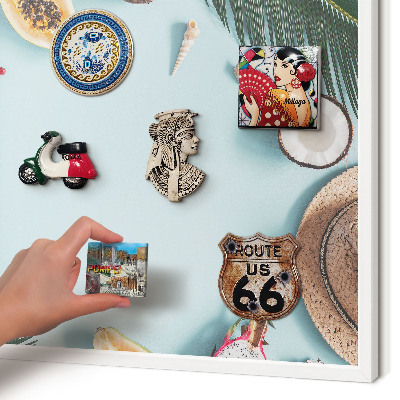 Decorative magnet board with a white frame Tropical vacation