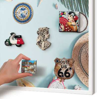 Decorative magnet board with a white frame Tropical vacation