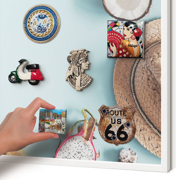 Decorative magnet board with a white frame Tropical vacation