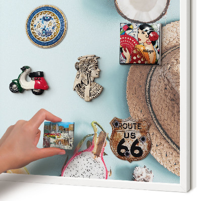 Decorative magnet board with a white frame Tropical vacation
