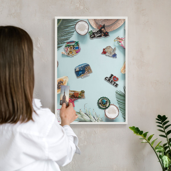 Decorative magnet board with a white frame Tropical vacation