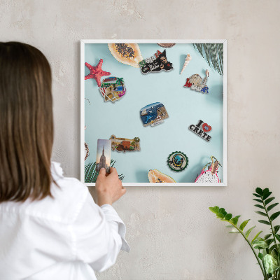 Decorative magnet board with a white frame Tropical vacation