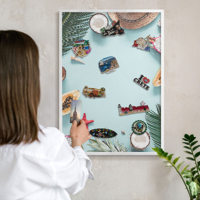 Decorative magnet board with a white frame Tropical vacation
