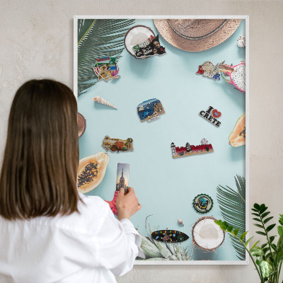 Decorative magnet board with a white frame Tropical vacation