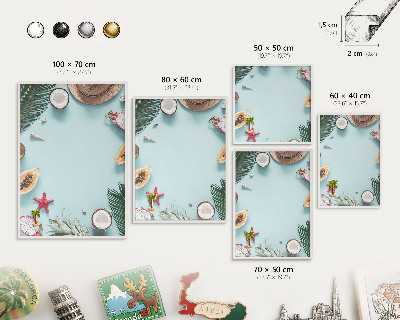 Decorative magnet board with a white frame Tropical vacation
