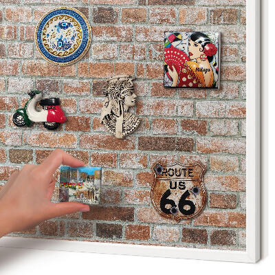 Decorative magnet board with a white frame Brick wall