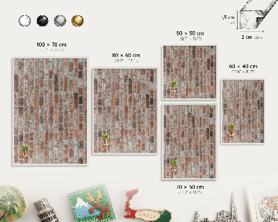 Decorative magnet board with a white frame Brick wall