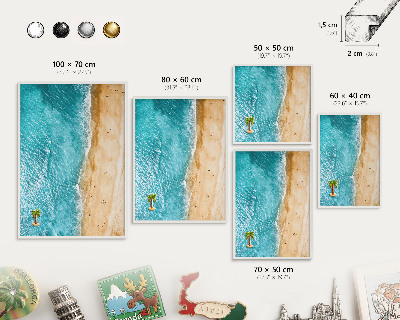 Magnetic board for travel magnets in a white frame Sea and beach