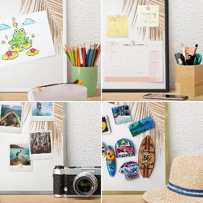 Decorative magnet board with a white frame Elegant leaves