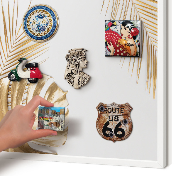 Decorative magnet board with a white frame Elegant leaves