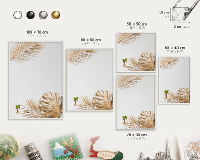 Decorative magnet board with a white frame Elegant leaves