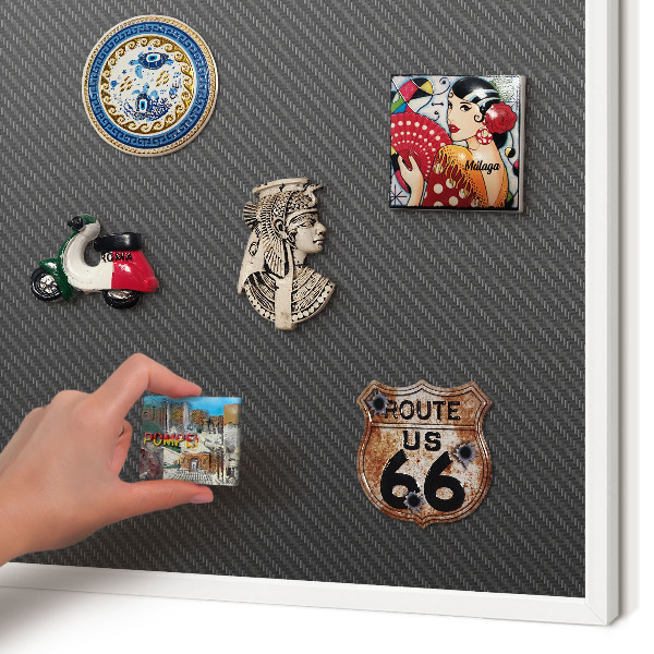 Magnetic board for travel magnets in a white frame Geometric texture