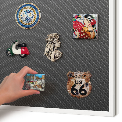 Magnetic board for travel magnets in a white frame Geometric texture