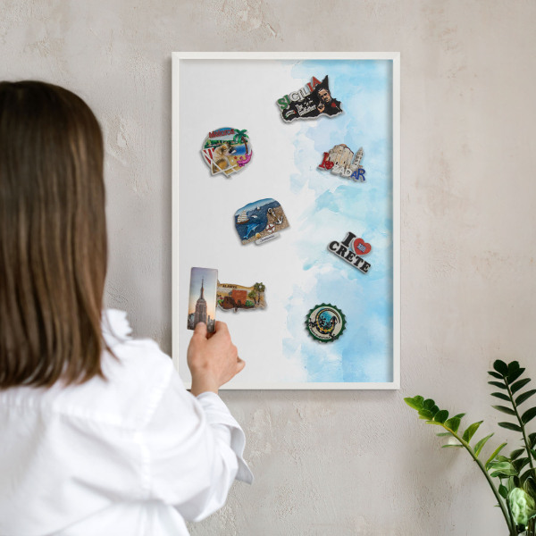 Decorative magnet board with a white frame Relaxing landscape