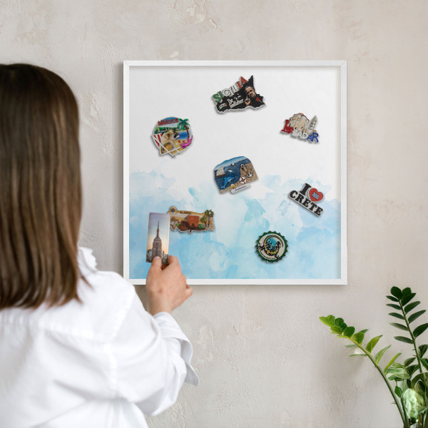 Decorative magnet board with a white frame Relaxing landscape