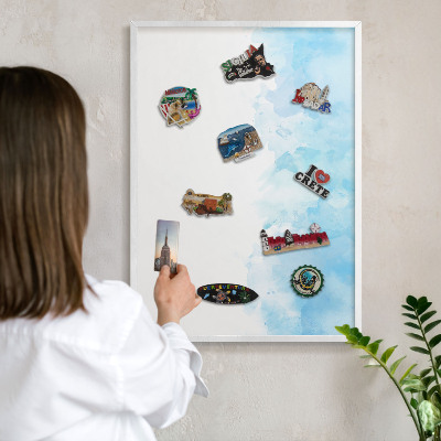 Decorative magnet board with a white frame Relaxing landscape