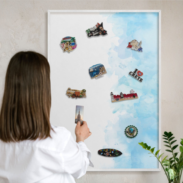 Decorative magnet board with a white frame Relaxing landscape