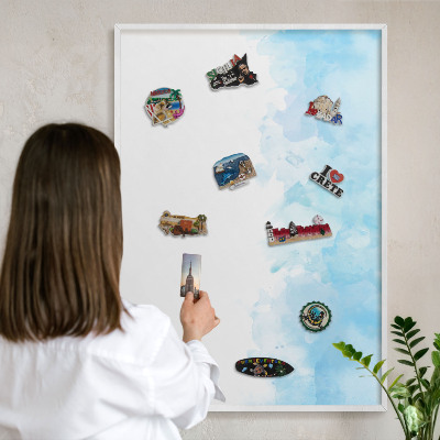 Decorative magnet board with a white frame Relaxing landscape