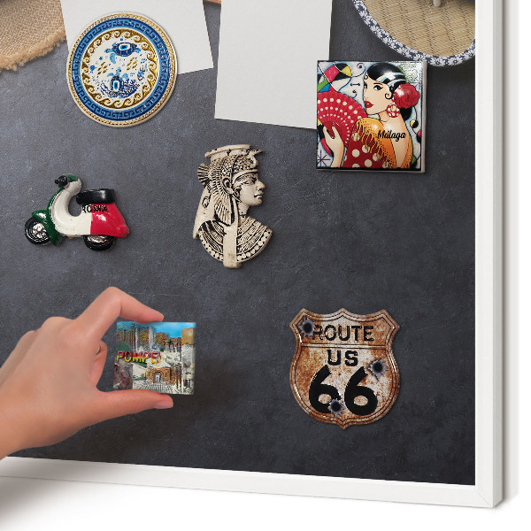 Decorative magnet board with a white frame Holiday atmosphere