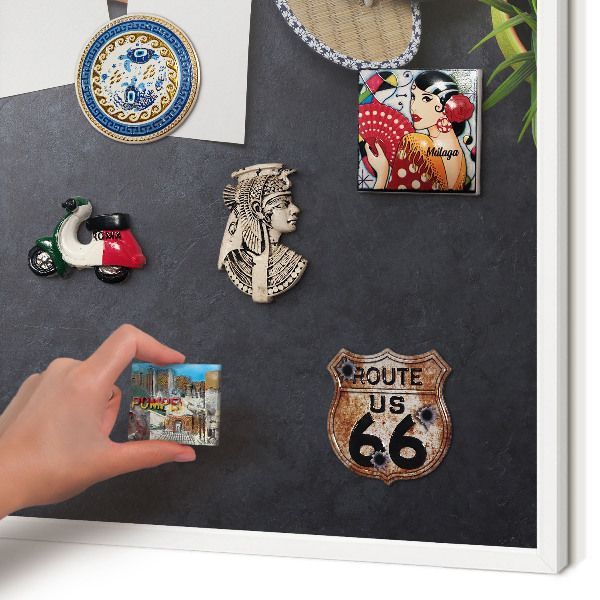 Decorative magnet board with a white frame Holiday atmosphere