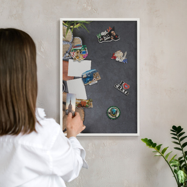 Decorative magnet board with a white frame Holiday atmosphere
