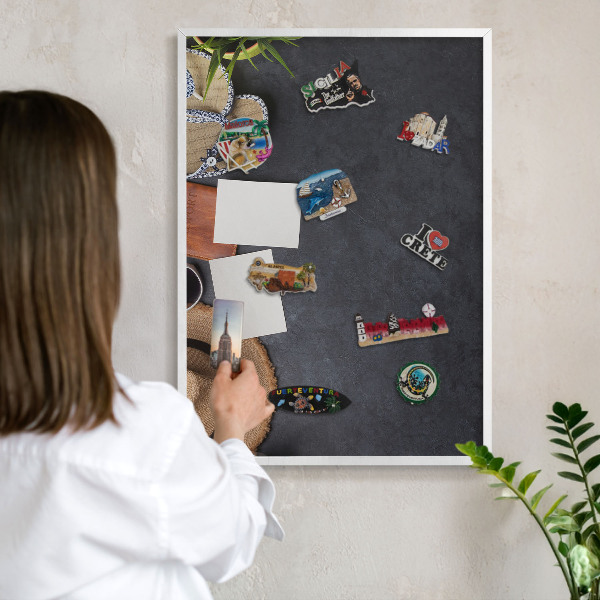 Decorative magnet board with a white frame Holiday atmosphere