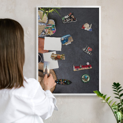 Decorative magnet board with a white frame Holiday atmosphere