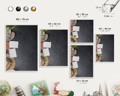 Decorative magnet board with a white frame Holiday atmosphere