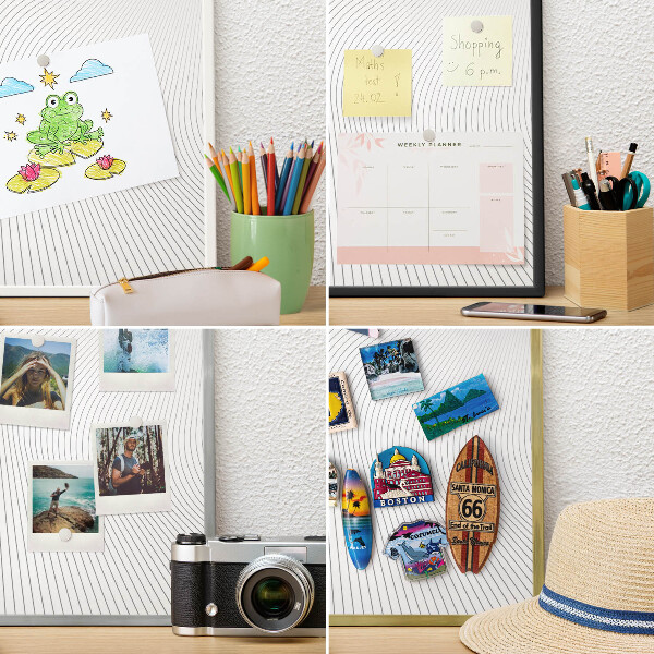 Decorative magnet board with a white frame Line waves