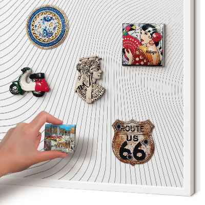 Decorative magnet board with a white frame Line waves