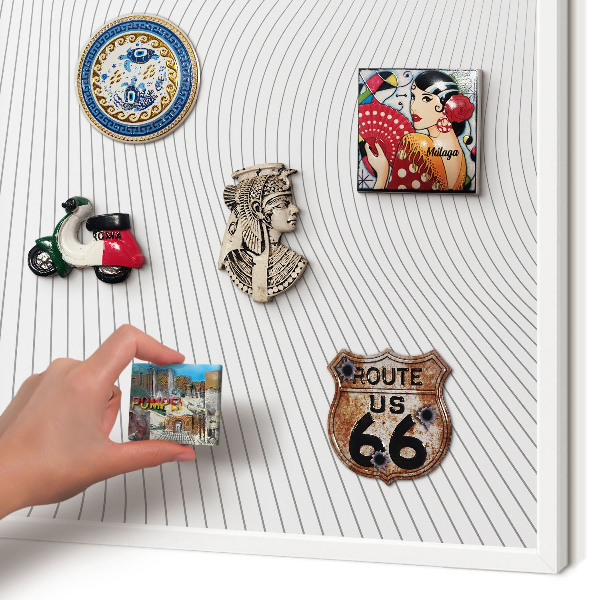 Decorative magnet board with a white frame Line waves