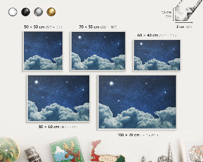 Magnetic board for travel magnets in a white frame Cosmic night