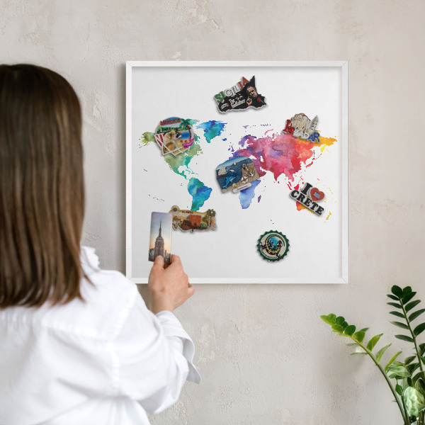 Decorative magnet board with a white frame Color map