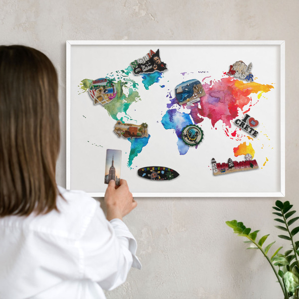 Decorative magnet board with a white frame Color map