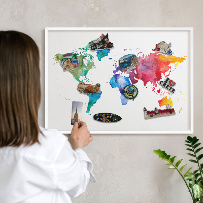 Decorative magnet board with a white frame Color map