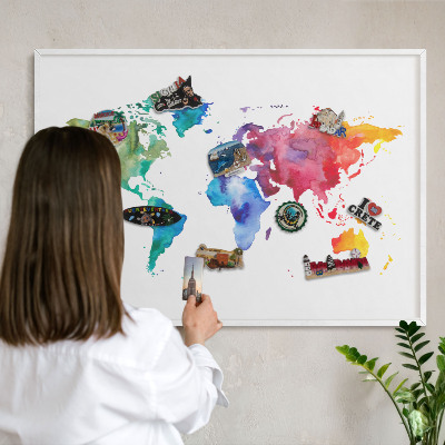 Decorative magnet board with a white frame Color map