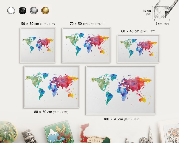 Decorative magnet board with a white frame Color map
