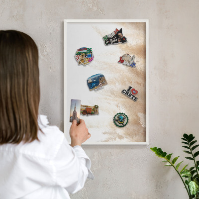 Decorative magnet board with a white frame Essential grasses