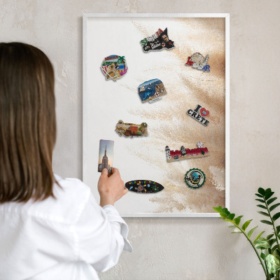 Decorative magnet board with a white frame Essential grasses