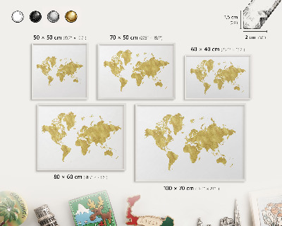 Decorative magnet board with a white frame World map
