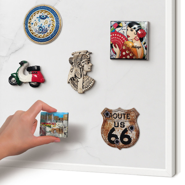 Decorative magnet board with a white frame Marble pattern