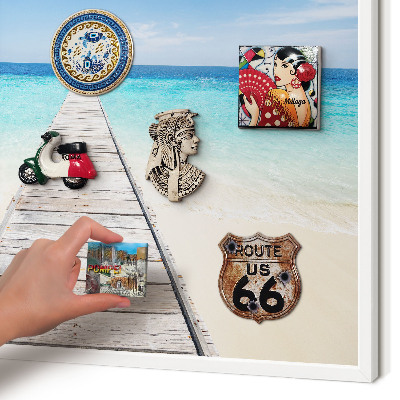 Magnetic board for travel magnets in a white frame Ocean Pier