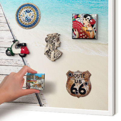 Magnetic board for travel magnets in a white frame Ocean Pier